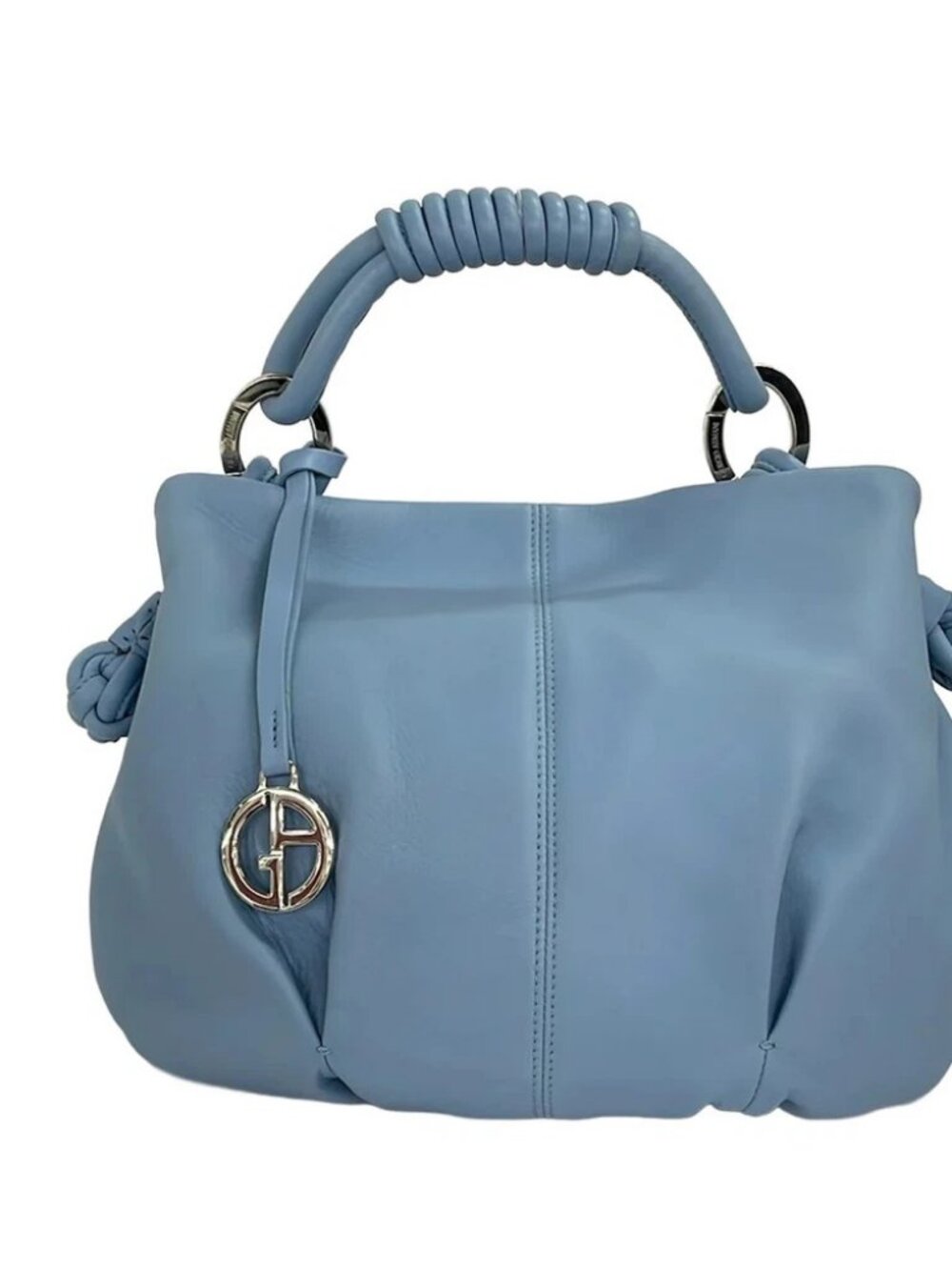 GIORGIOARMANI Light Blue Lamb Leather Handbag